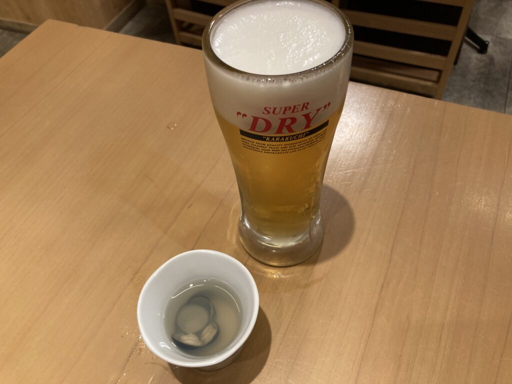 ビール🍺アサヒスーパードライとお通し