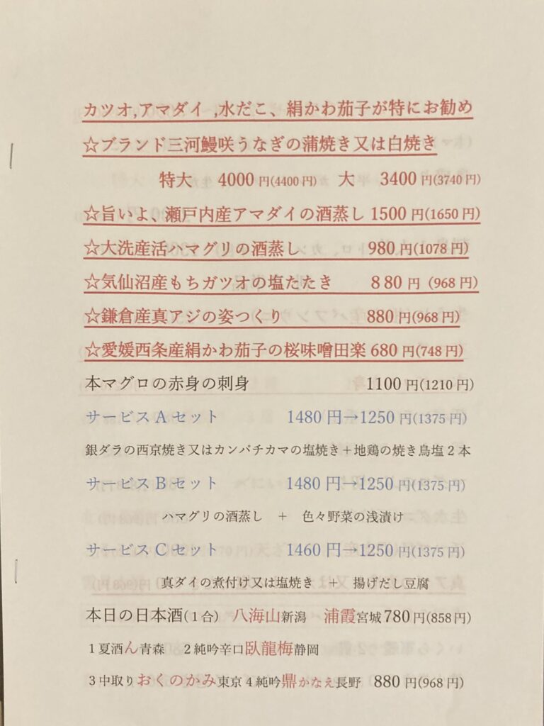 その他のメニュー